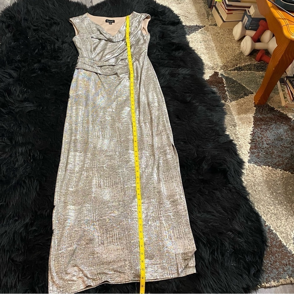Connected Apparel Ladies Long Length Sleeveless Metallic Cowl Neck Lined Size 8 - Picture 10 of 16